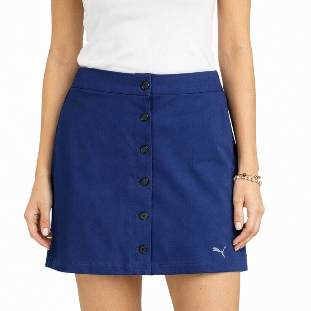 PUMA Pounce Skirt Womens Blue Casual Button Down Golf Pickleball Navy Size 14
